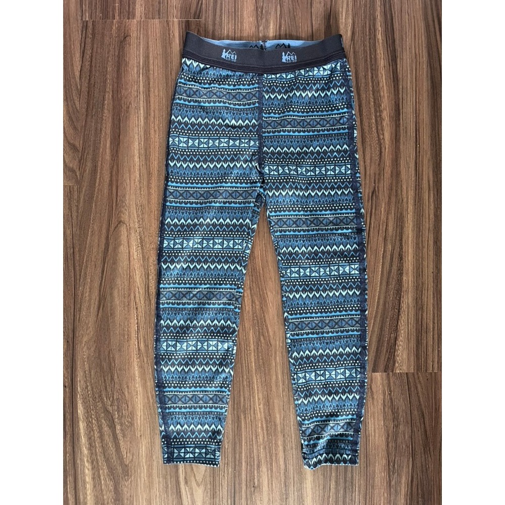 REI Co-Op Kids Baselayer Pants Blue Aztec Print Leggings size XXS (4-5)